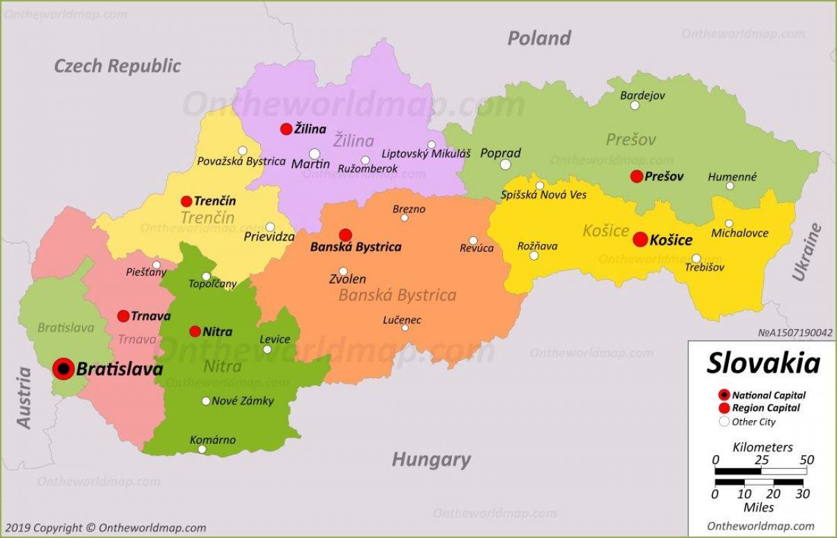 Kaart van de hoofdstad van Slowakije
